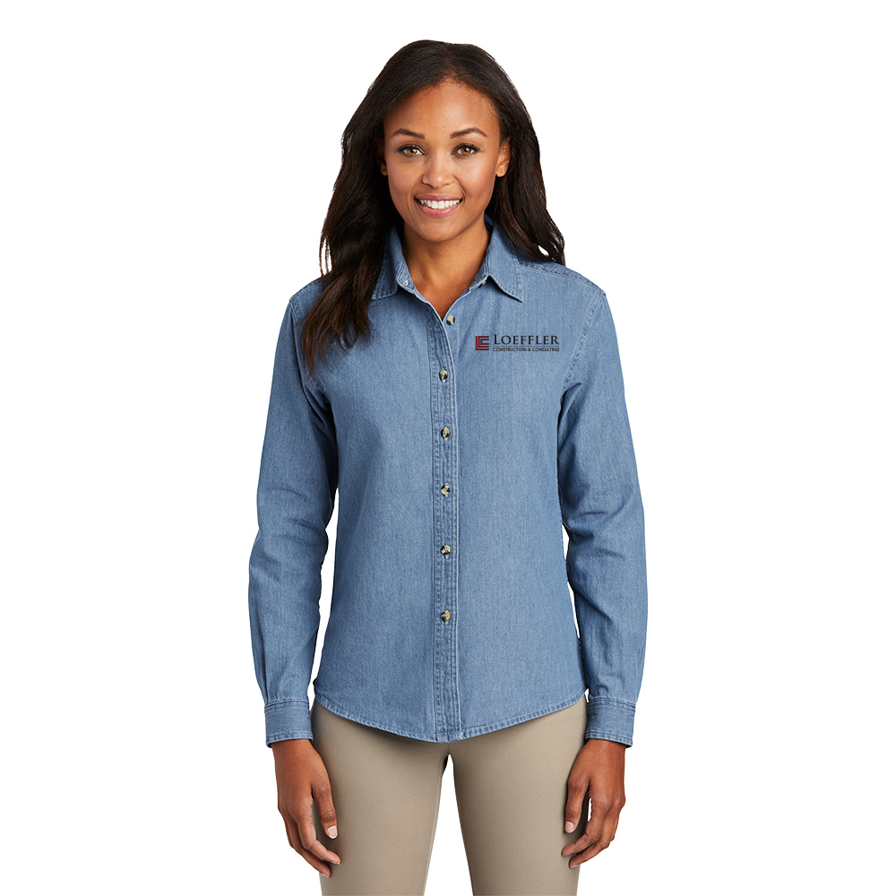 Port & Company Ladies Long Sleeve Value Denim Shirt