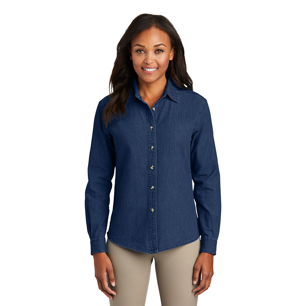 Port & Company Ladies Long Sleeve Value Denim Shirt