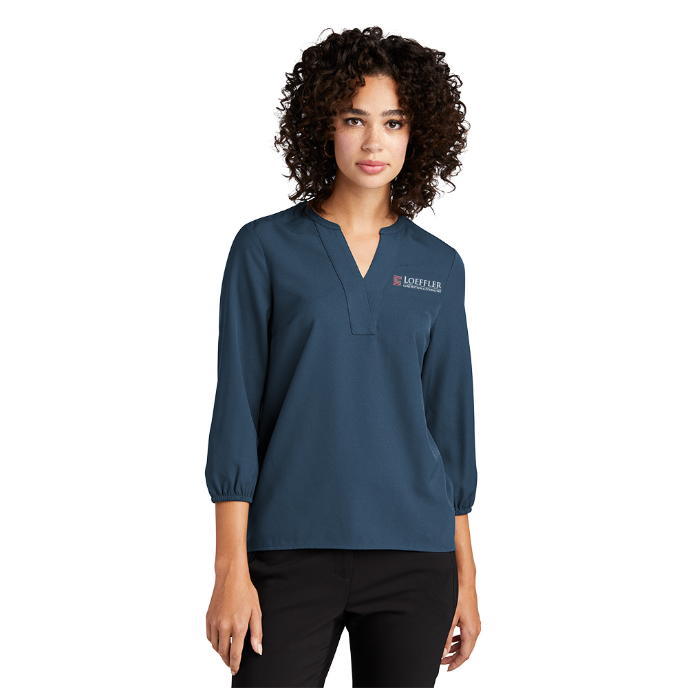 Mercer+Mettl Women's Stretch Crepe 3/4-Sleeve Blouse