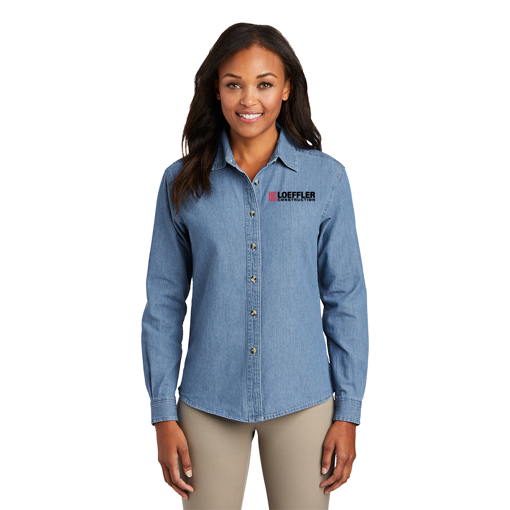 Port & Company Ladies Long Sleeve Value Denim Shirt